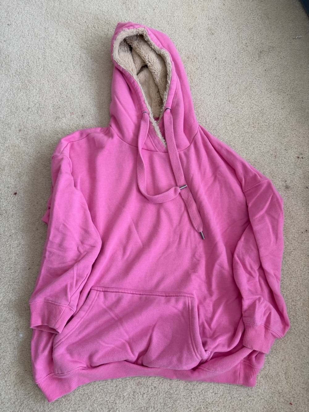 Cozy Pink Hooded fleece-Lined Women's Sweater